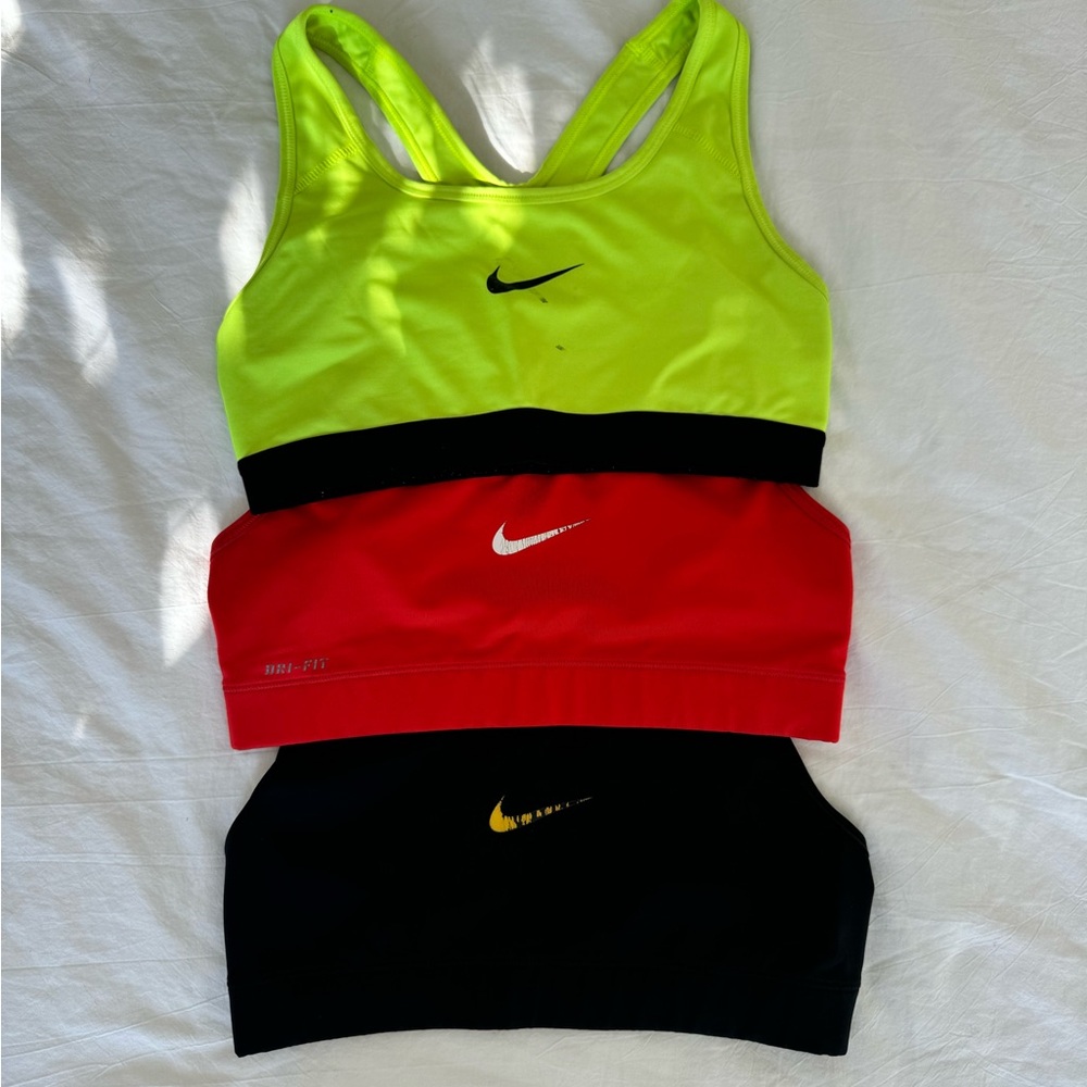 Nike Sports Bras - Neon Yellow, Red, Black